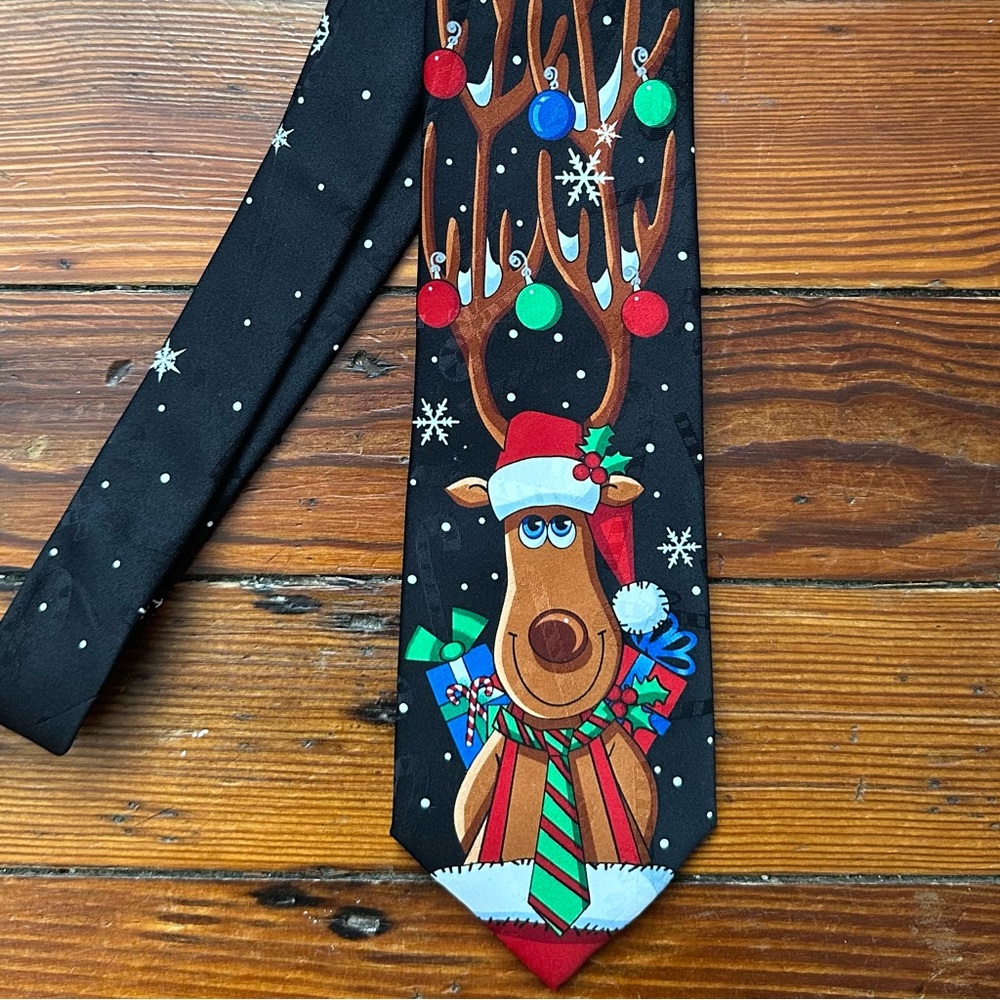 Vintage 00s Hallmark Yule Tie Greetings Reindeer tie
